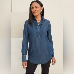 CHICO’S Denim Step Hem Tunic US Size 4-6, Chico’s size 0.  VGUC